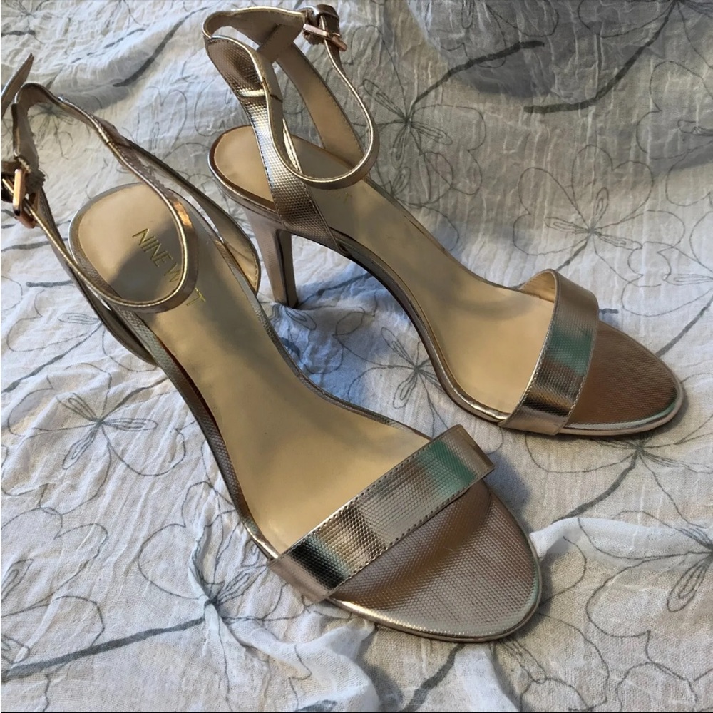 Rose gold strappy heels metallic Sandals